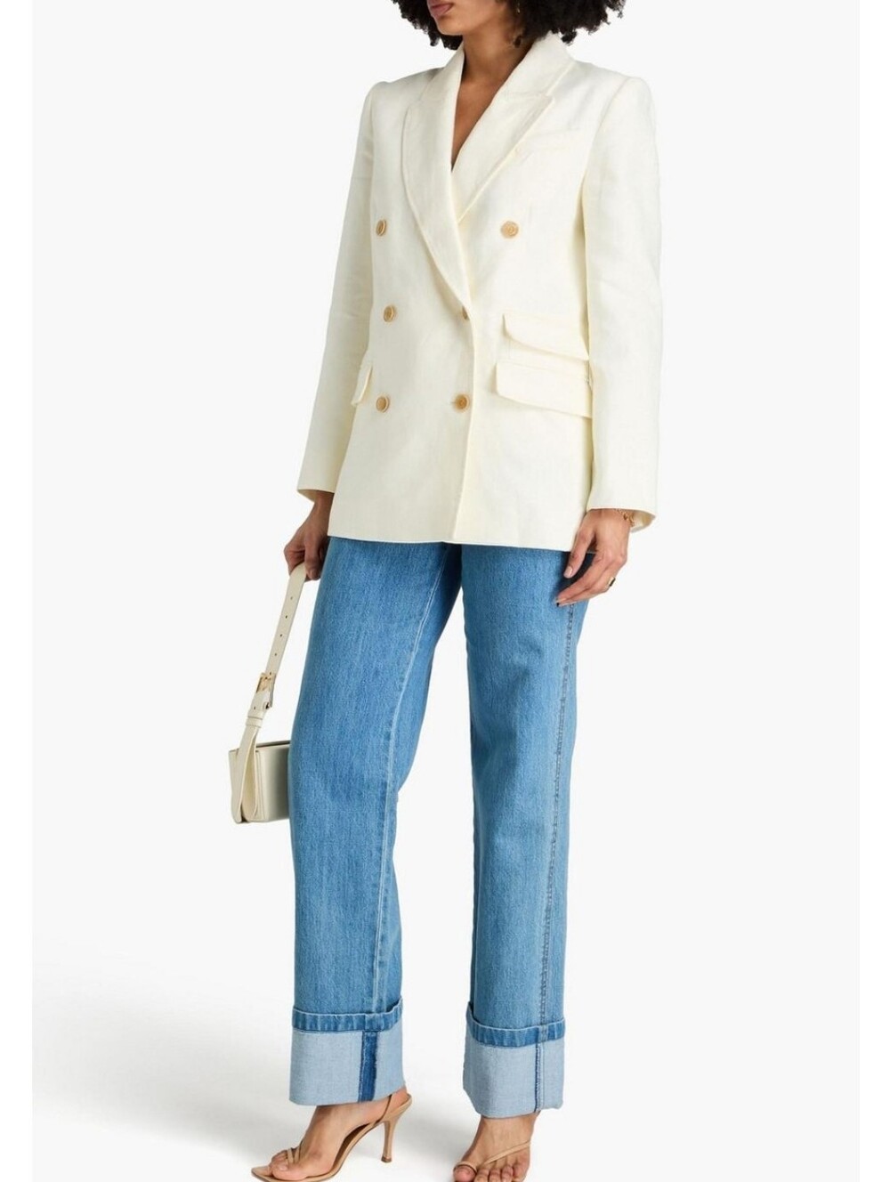 NWT ZIMMERMANN RRP $1,450 Double-Breasted Linen Blazer In Ivory  Sz 2 US 8